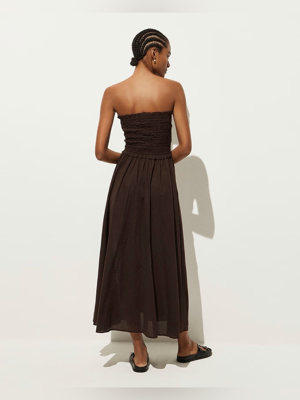 J.Crew Smocked maxi dress in cotton voile in inky espresso - Picture 3 of 9